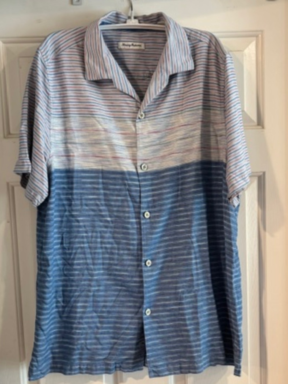 Tommy Bahama 100% silk shirt- multi stripe- XL